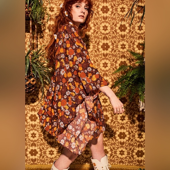 Clarabella Brown Floral Mini Dress from The Hippie Shake - Picture 2 of 7